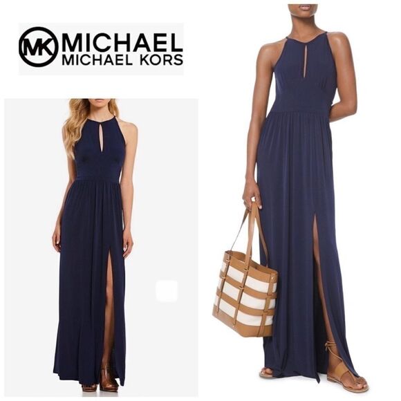 New. Michael Kors split navy maxi dress. Petite - Picture 15 of 16